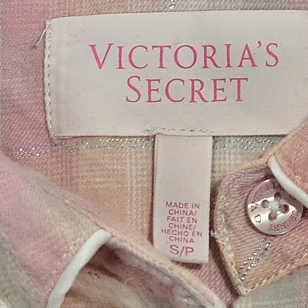 Victoria's Secret Pink and Cream Plaid Pajama Top Size S - Picture 5 of 9